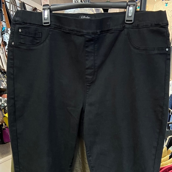 Charlie B Pull On Faux Leather Black Pants